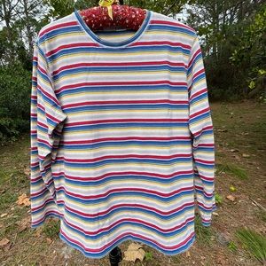 Long sleeve cotton and polyester shirt, size large, in red, white, blue, yellow